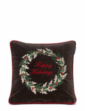 Holly Wrath Embroidered Cotton Velvet Pillow Cover Lexington Home Brown