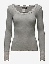 Rwbenita Ls O-neck Lace T-shirt Rosemunde Grey