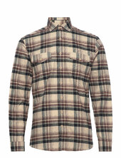 Checked Brushed Shirt L/s Lindbergh Beige