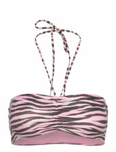 Drawstring Bandeau Halter Bikini Top Monki Pink
