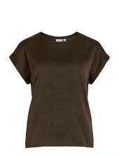Viellette S/s Satin Top - Noos Vila Brown
