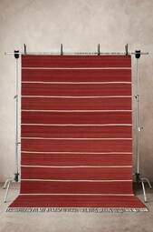 Lori Stripe 01 Uldtæppe 200x300 Cm Rustrød/offwhite