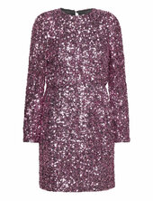 Slfcolyn Ls Short Sequins Dress B Selected Pink