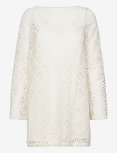 Geometric-pattern Openwork Dress Mango Cream