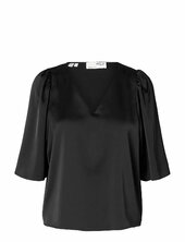 Slflena 2/4 V-neck Top D2 Selected Black