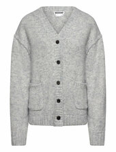Loose Fit Knitted V-neck Cardigan Weekday Grey