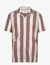 Striped Linen/cotton Shirt S/sstriped Linen/cotton Shirt S/s Lindbergh Brown