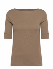 Stretch Cotton Boatneck Tee Lauren Ralph Lauren Brown