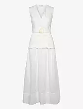 Linen And Ramie Dress With Belt Mango White