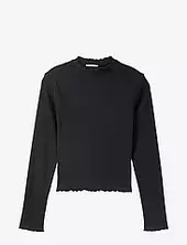 Cropped Rib Longsleeve Tom Tailor Black