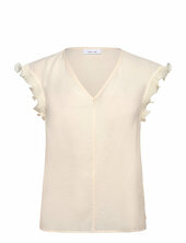Top With Ruffles In V-neck Coster Copenhagen Cream