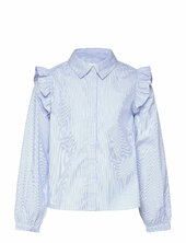 Shirt With Ruffle Detail Mango Blue