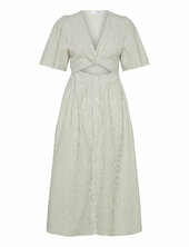 Slfvittoria Ss Striped Midi Shirt Dress Selected Beige