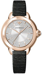 Emporio Armani Dameur Ar11631 Mia Sølvfarvet/læder Ø32 Mm