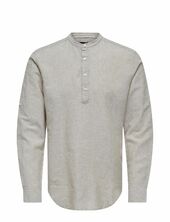 Onscaiden Ls Halfplackt Linen Shirt Noos Only & Sons Beige