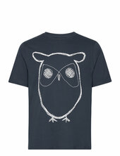 Regular Big Owl Front Print T-shirt Knowledge Cotton Apparel Blue