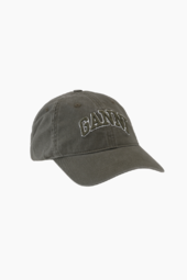 Washed Cotton Canvas Cap A6899 - Kalamata - Ganni - Grøn One Size