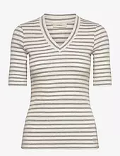 Dagnaiw Striped V-neck Mix Ss Inwear Grey