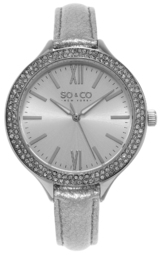 So & Co New York Dameur 5089.1 Studio Sølvfarvet/læder Ø38 Mm
