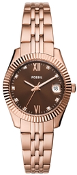 Fossil Dameur Es5324 Scarlette Brun/rosaguldtonet Stål Ø32 Mm
