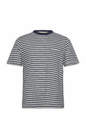 Akkikki Cot/linen Stripe Tee Anerkjendt Navy