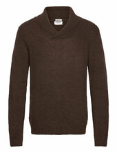 Lambswool L/s Shawl Collar Knit Lindbergh Brown