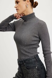 Gestuz Silvigz Rollneck Bluse, Farve: Nickel, Størrelse: L, Dame