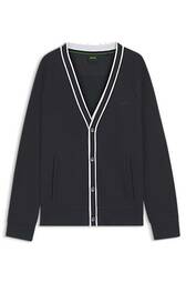 Relaxed Fit Cardigan Med Striber I Kontrastfarve