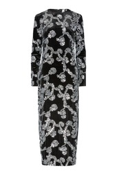 Y.a.s - Kjole - Florana Ls Long Dress - Black Silver Sequins