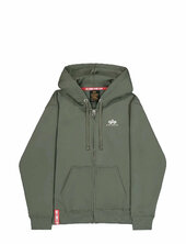 Basic Zip Hoodie Small Logo Alpha Industries Khaki
