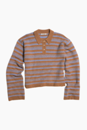 Olivia Wool Polo - Brown Stripe - Holzweiler - Stribet L