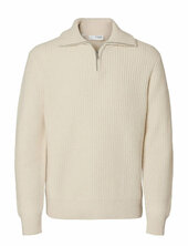 Slhland Ls Knit Half Zip Selected Cream