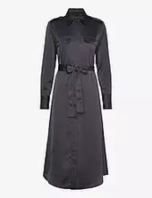 Satin Shirt Dress Mango Navy