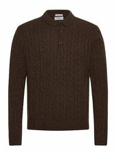 Lambswool L/s Button Polo Lindbergh Brown