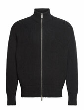 Slhdry Ls Knit Relaxed Full Zip Selected Black