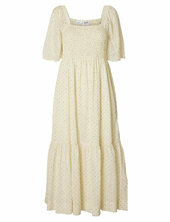 Slfdora Ss Aop Ankle Dress B Selected Cream