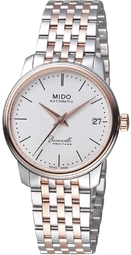 Mido Dameur M027.207.22.010.00 Baroncelli Hvid/rosaguldtonet Stål