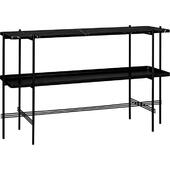Gubi Ts Konsolbord H72 Cm Med 2 Hylder Og Bakke Sort/sort Marquina Marmor