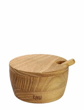 Raw Teak Salt Jar With Lid + Spoon Salt Jar: Dia.8.2xh4cm, Lid: Dia.8.2xh1cm, Spoon: L8.7cm Aida Beige