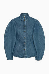 Fitted Denim Shirt - Medium Blue Denim - Rotate - Blå M