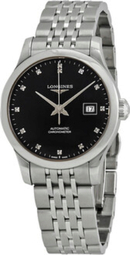 Longines Dameur L2.321.4.57.6 Record Sort/stål Ø30 Mm