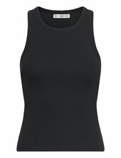 Ribbed Cotton-blend Top Mango Black