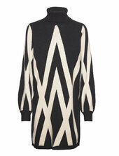 Objray L/s Knit Rollneck Dress Aop Noos Object Black