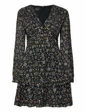 Long Sleeved Lurex Jacquard Ruffle Dress With V-neck Scotch & Soda Black