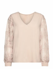 Vmemmaly Ls V - Neck 2-way Top Jrs Ga Vero Moda Cream