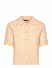 Short-sleeved Cardigan With Shirt Collar Mango Beige