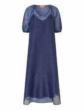 1608 Organza, Puff Sleeve Long Dres Stine Goya Purple