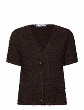 Short-sleeved Bouclé Cardigan Mango Brown