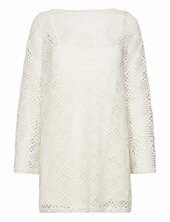 Geometric-pattern Openwork Dress Mango Cream