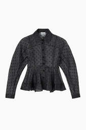 Flocked Organza Peplum Shirt - Black - Ganni - Sort S